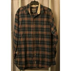 Woolrich Mens Long Sleeve Button Down 100% Cotton Navy‎ Red Green Flannel